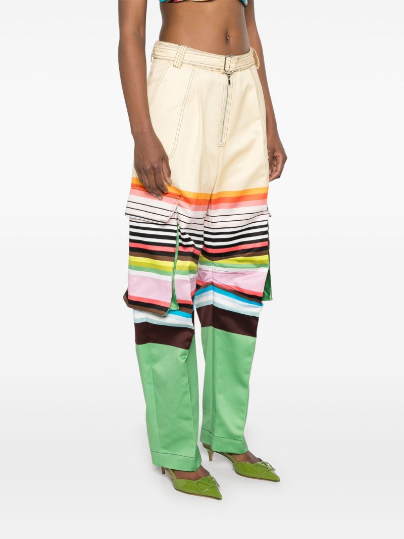 White Colour-block Tapered Trousers