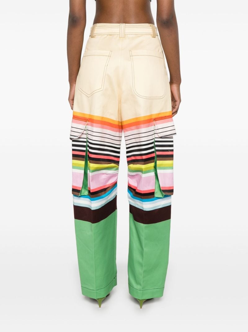 White Colour-block Tapered Trousers
