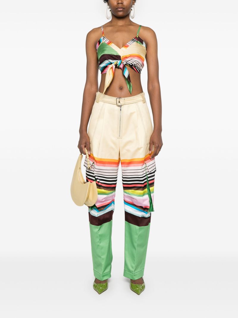 White Colour-block Tapered Trousers