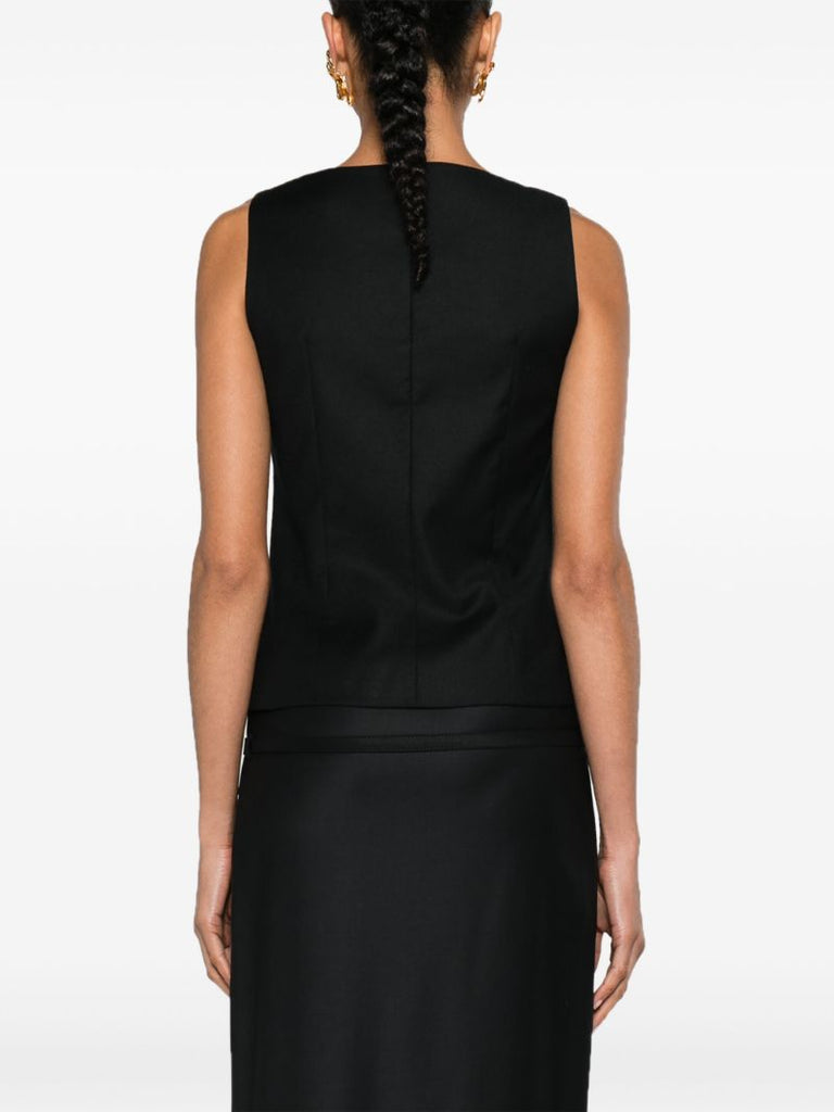 Black Lucerine Wool Vest