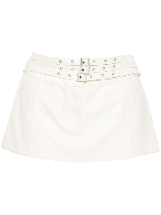White Buckled Mini Skirt