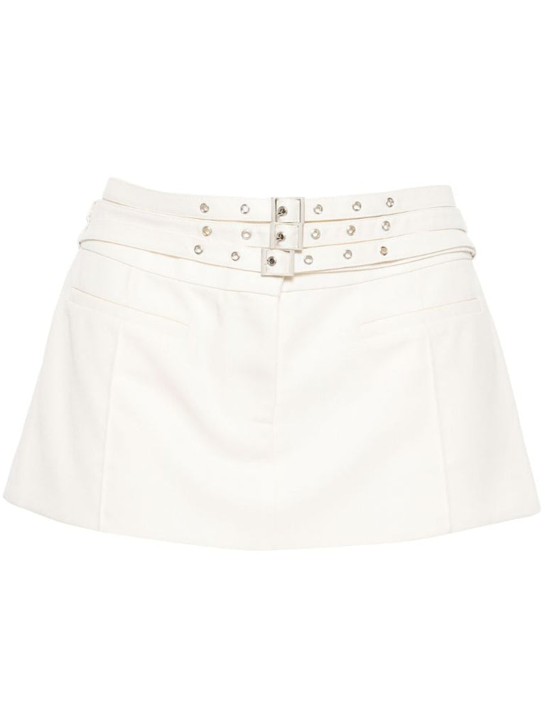White Buckled Mini Skirt