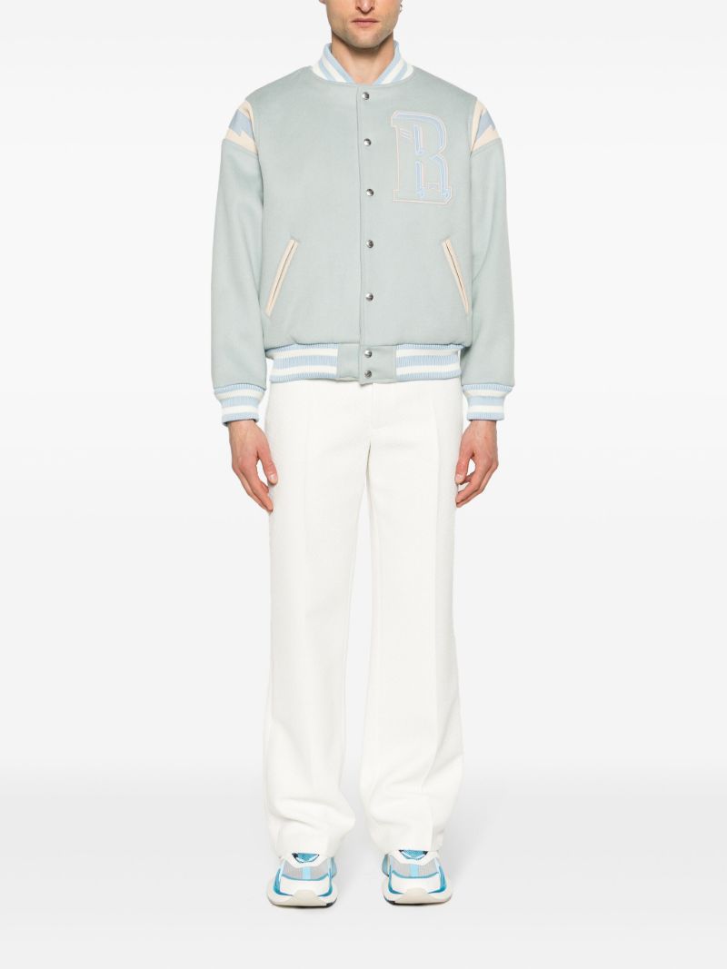 Blue Lightning Wool Varsity Jacket