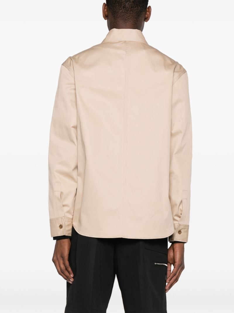 Neutral Logo-embroidered Cotton Overshirt