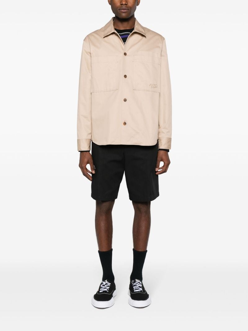 Neutral Logo-embroidered Cotton Overshirt