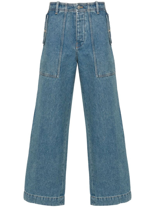 Blue Workwear Low-rise Straight-leg Jeans