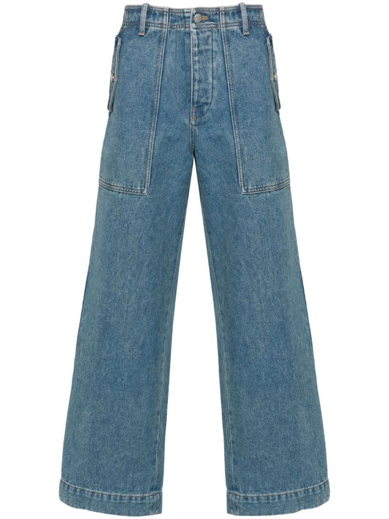 Blue Workwear Low-rise Straight-leg Jeans