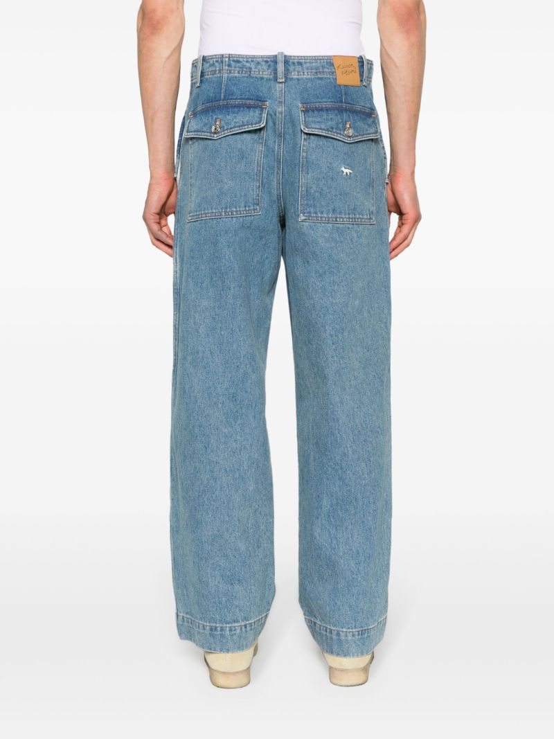 Blue Workwear Low-rise Straight-leg Jeans