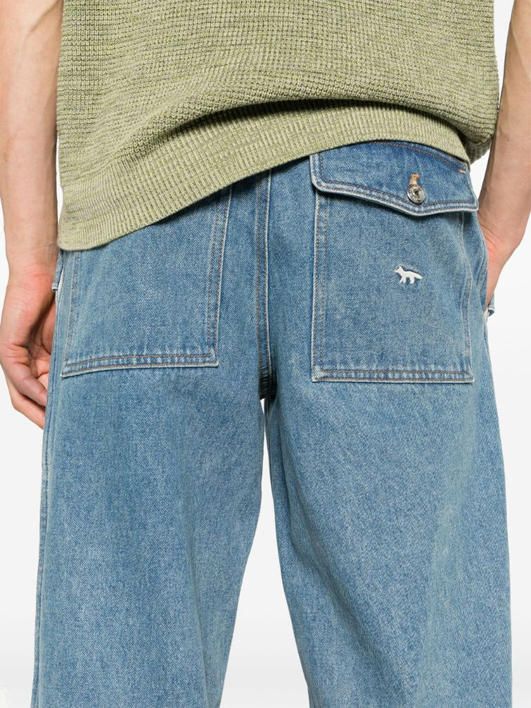 Blue Workwear Low-rise Straight-leg Jeans