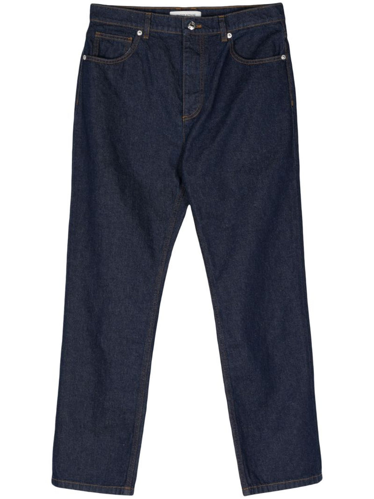 Blue Profile Fox-embroidered Straight-leg Jeans