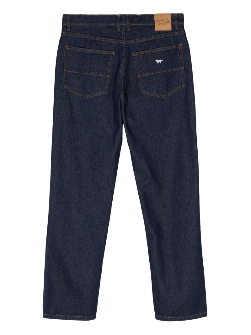 Blue Profile Fox-embroidered Straight-leg Jeans