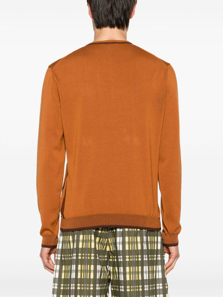 Brown Bold Fox Head Cotton Sweater