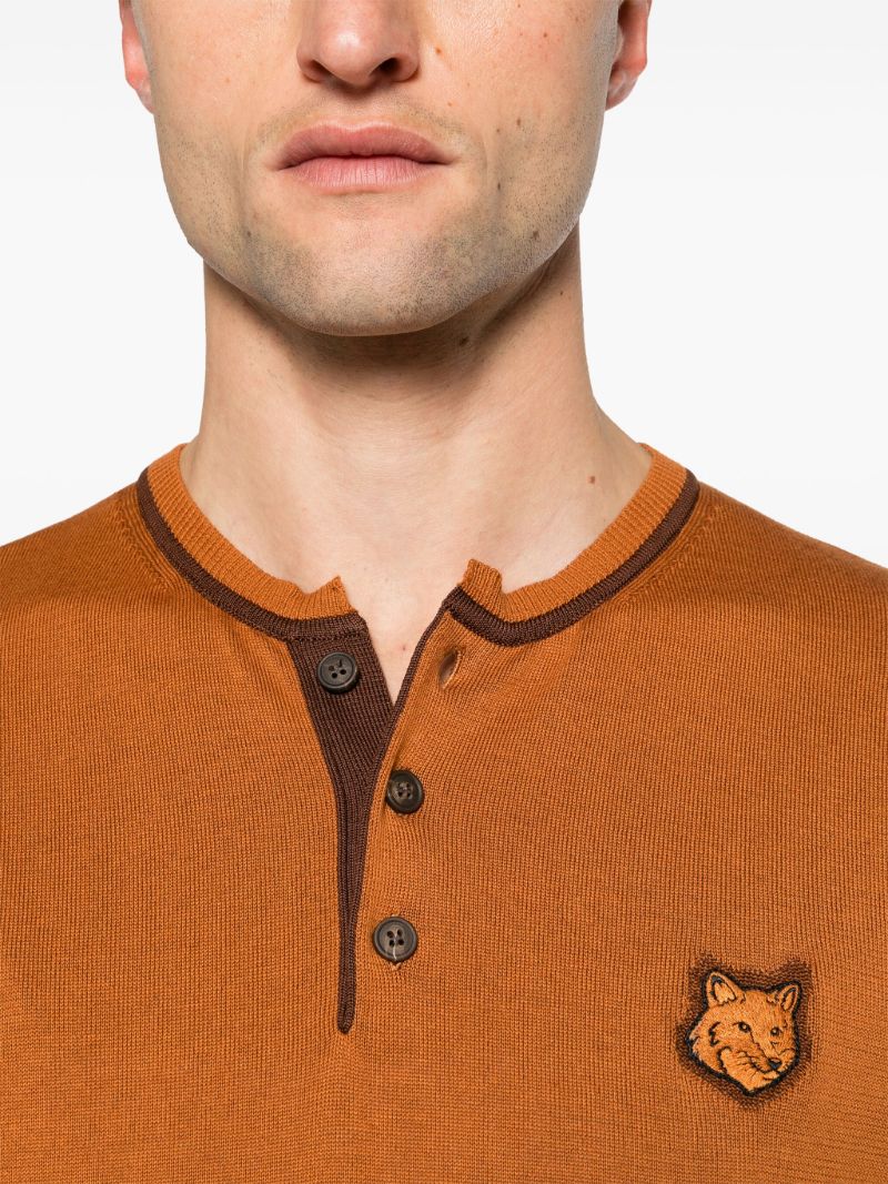 Brown Bold Fox Head Cotton Sweater