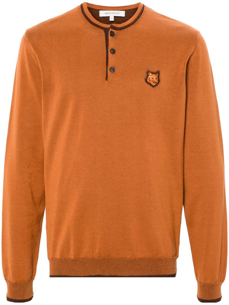 Brown Bold Fox Head Cotton Sweater