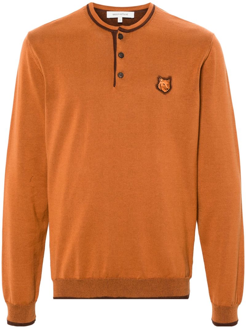Brown Bold Fox Head Cotton Sweater