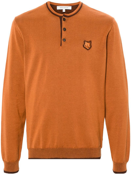 Brown Bold Fox Head Cotton Sweater