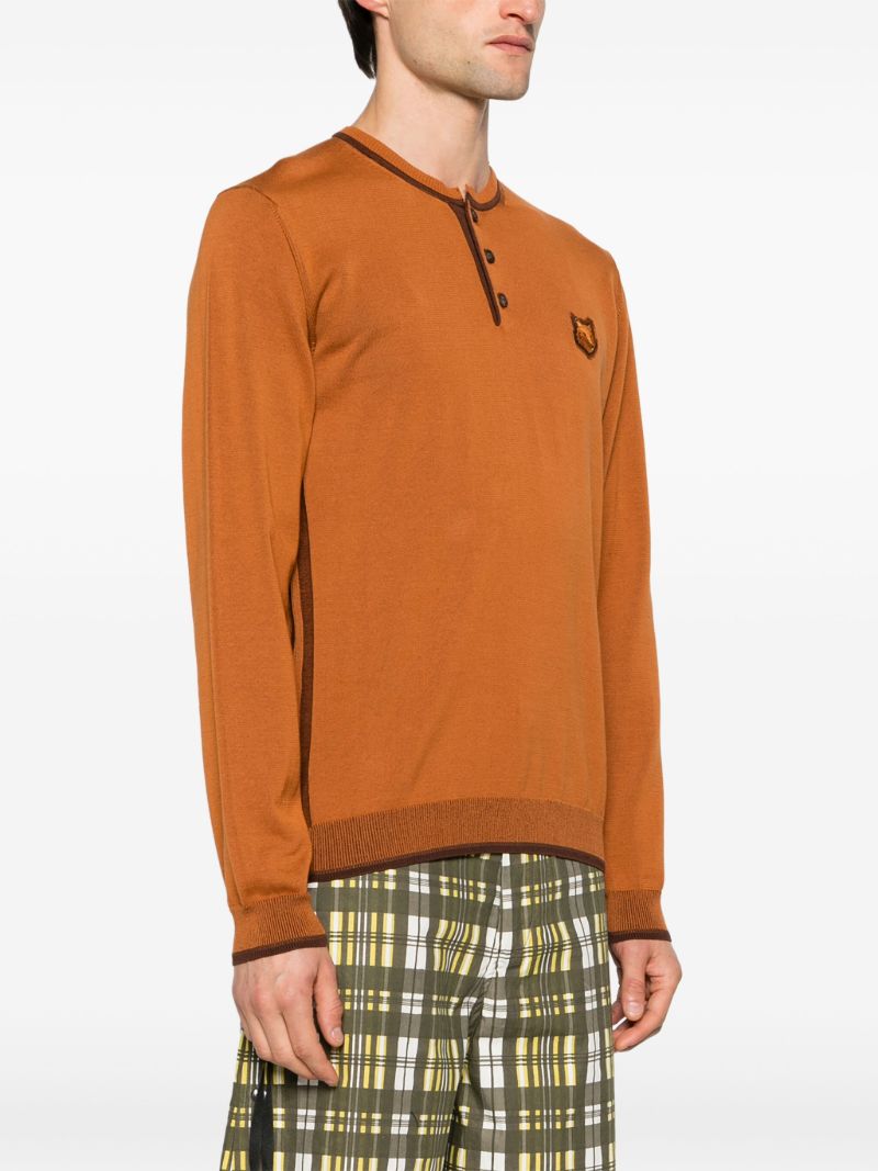 Brown Bold Fox Head Cotton Sweater