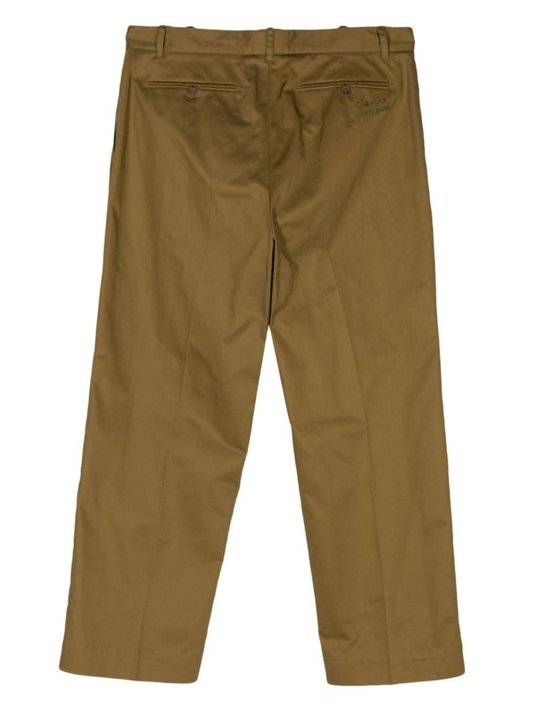 Green Straight-leg Cotton Chinos