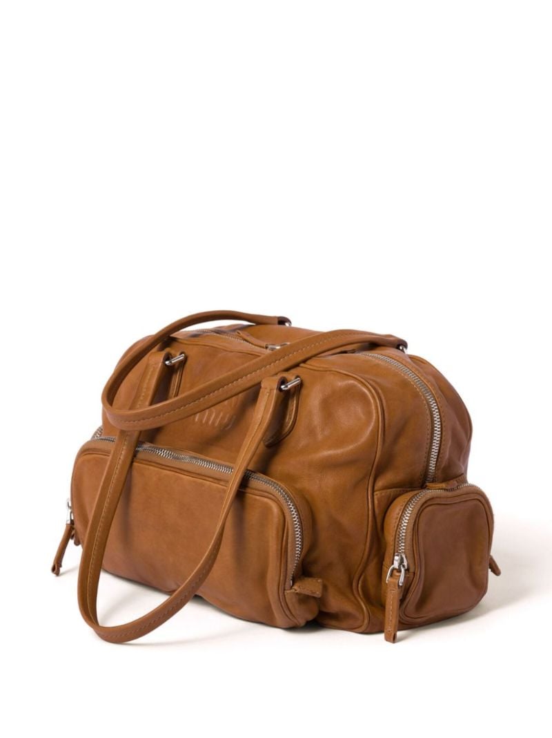 Brown Logo Embossed Tote Bag