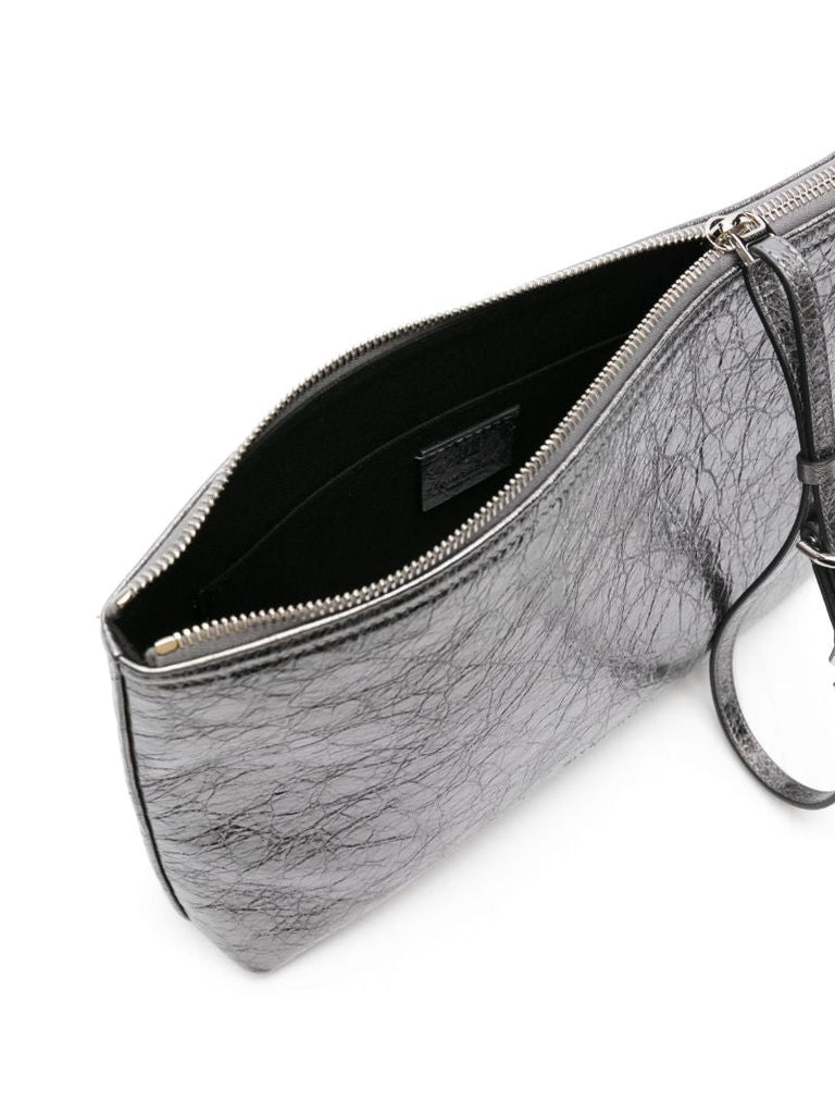 Silver Voyou Metallic-leather Pouch