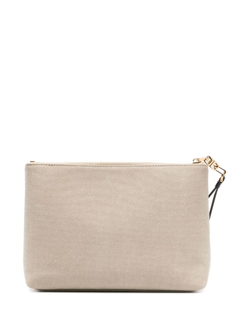 Neutral Logo Embroidered Canvas Purse