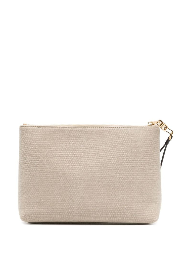 Neutral Logo Embroidered Canvas Purse