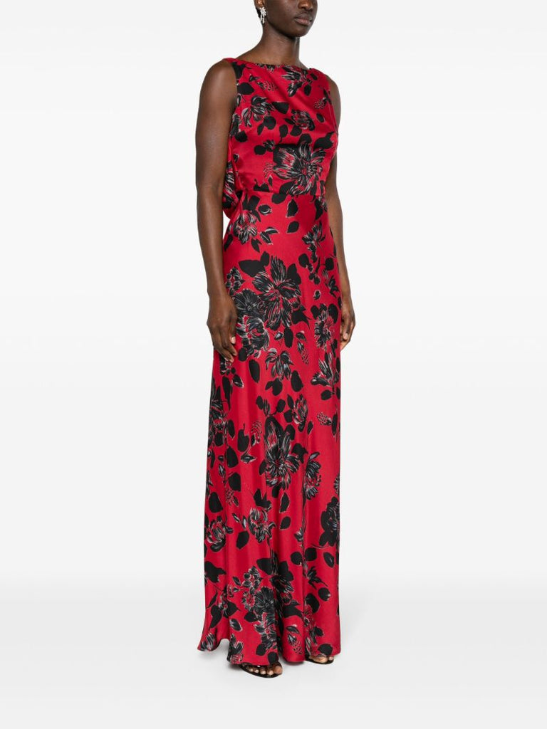 Red Nefeli Floral-print Gown