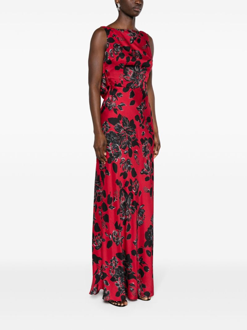 Red Nefeli Floral-print Gown