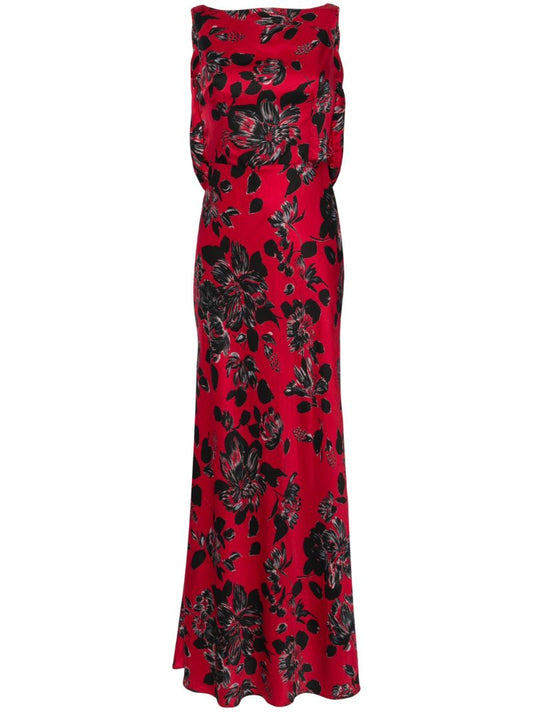 Red Nefeli Floral-print Gown