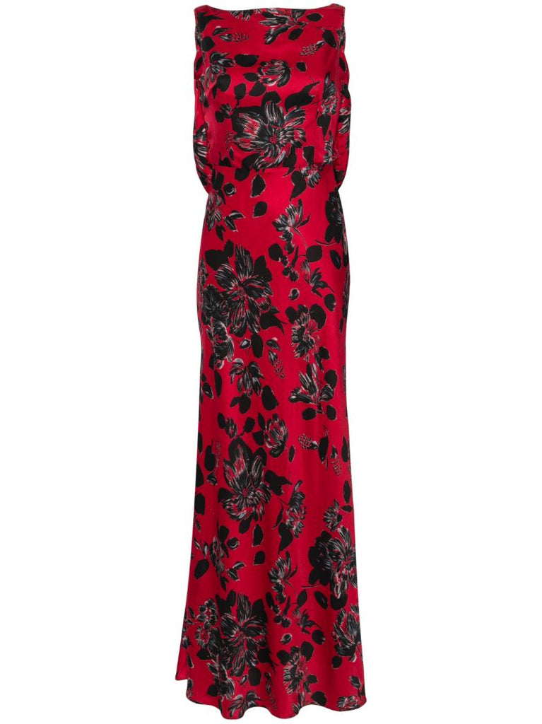 Red Nefeli Floral-print Gown