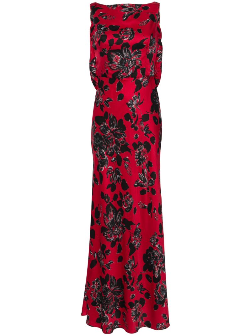 Red Nefeli Floral-print Gown