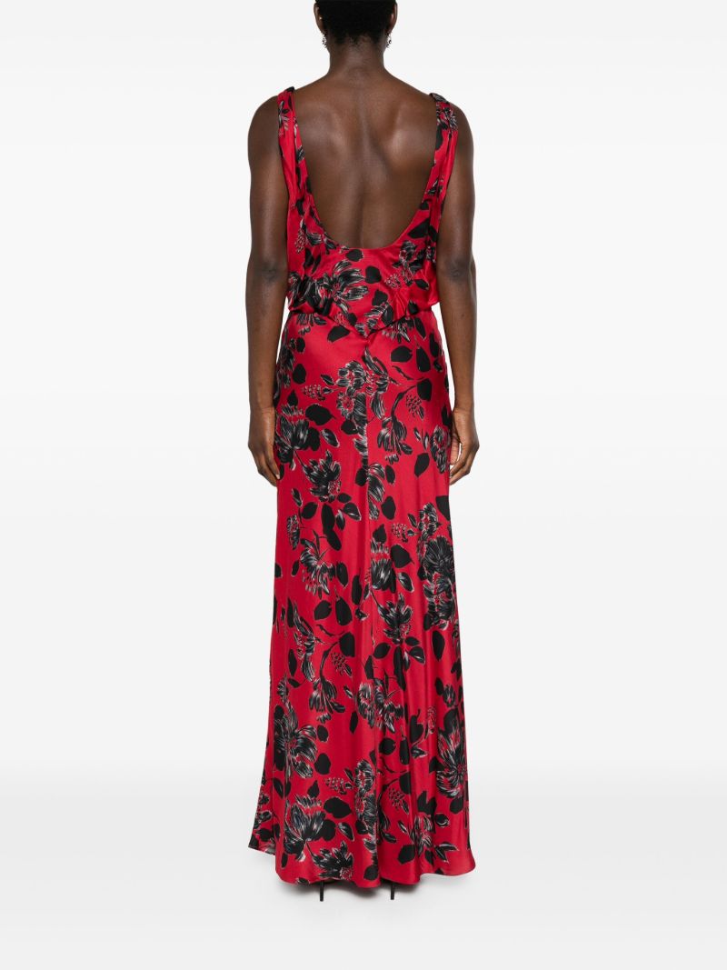 Red Nefeli Floral-print Gown