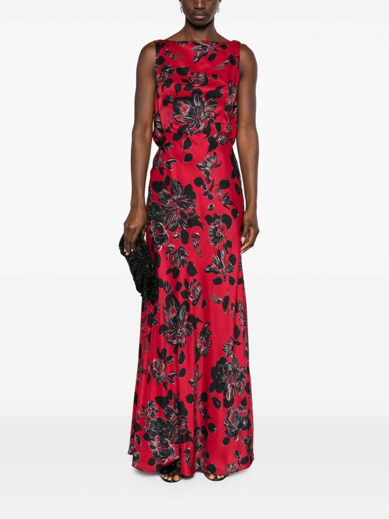 Red Nefeli Floral-print Gown