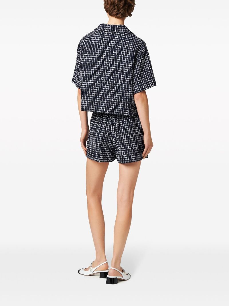 Blue Short-sleeve Tweed Jacket