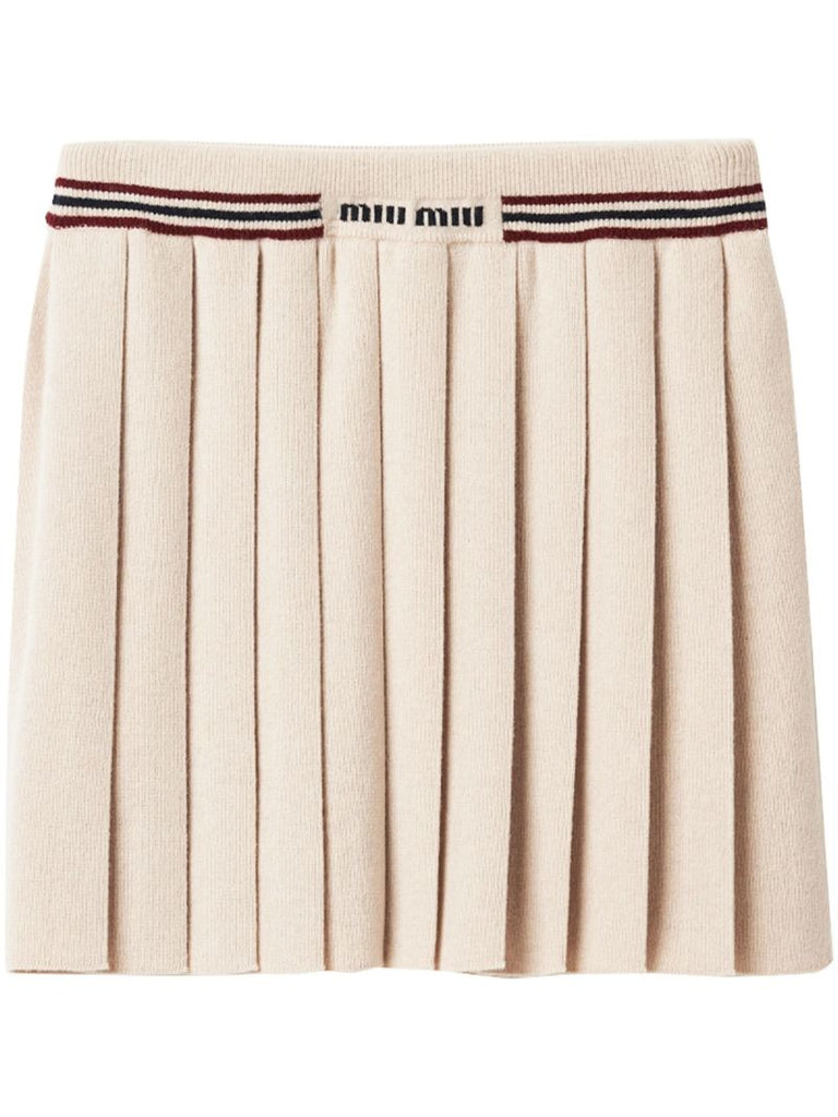 Neutral Cashmere Pleated Skirt