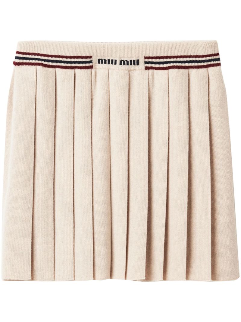 Neutral Cashmere Pleated Skirt