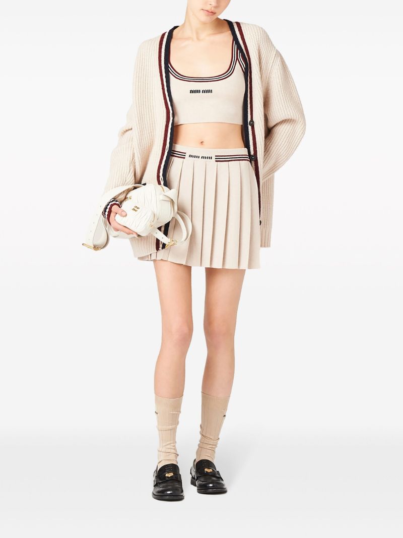 Neutral Cashmere Pleated Skirt