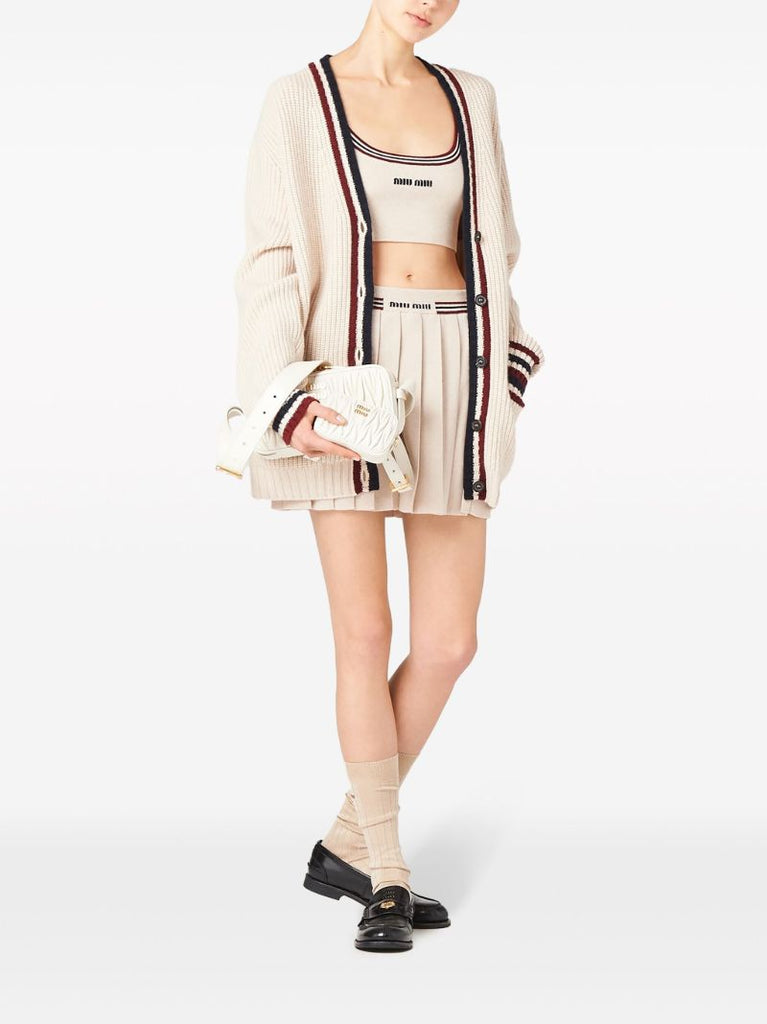 Neutral Logo Intarsia Cashmere Top