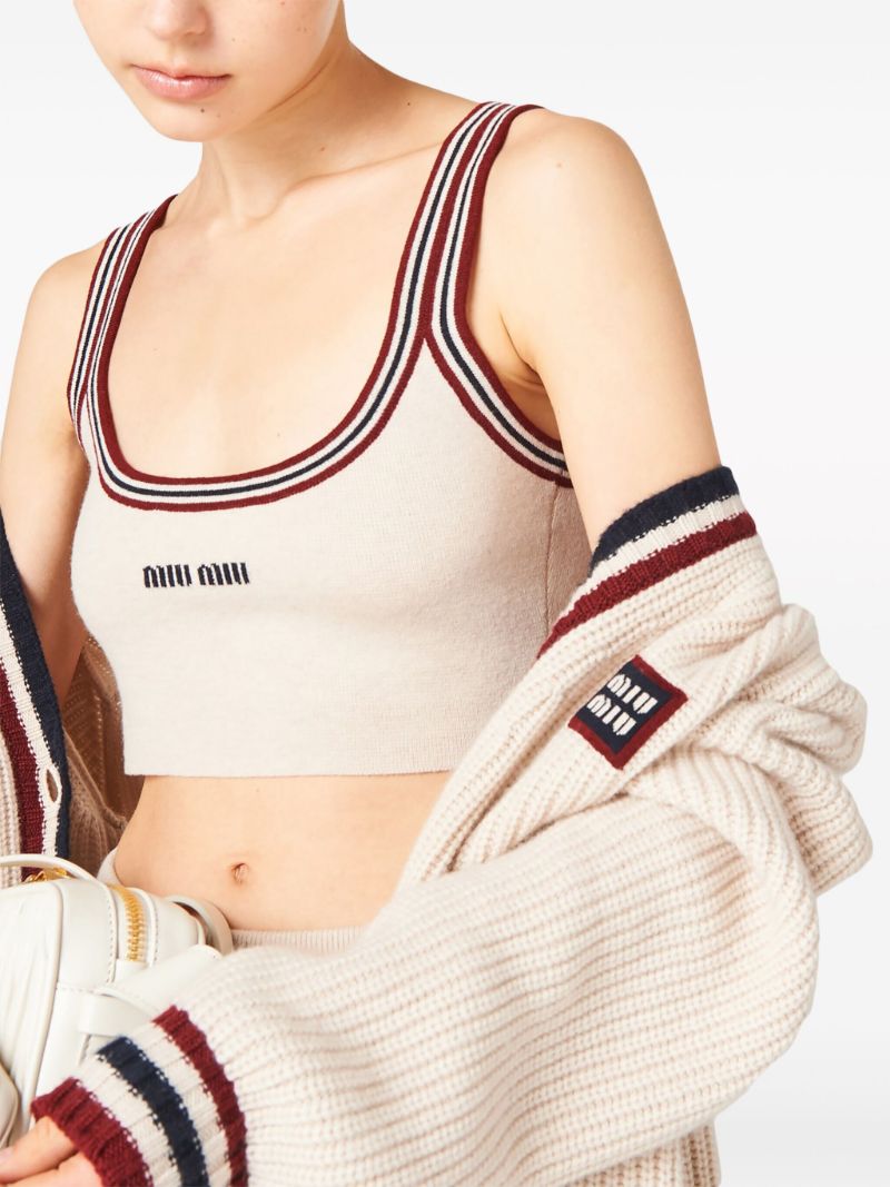 Neutral Logo Intarsia Cashmere Top