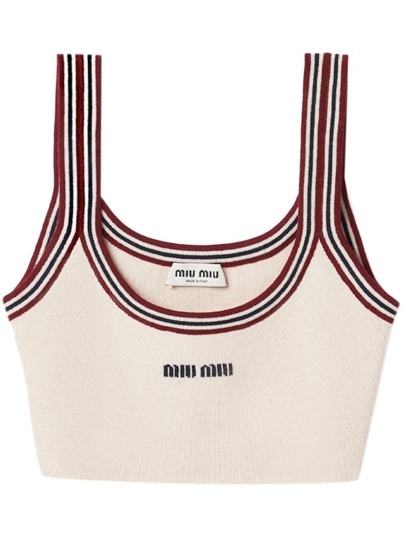 Neutral Logo Intarsia Cashmere Top