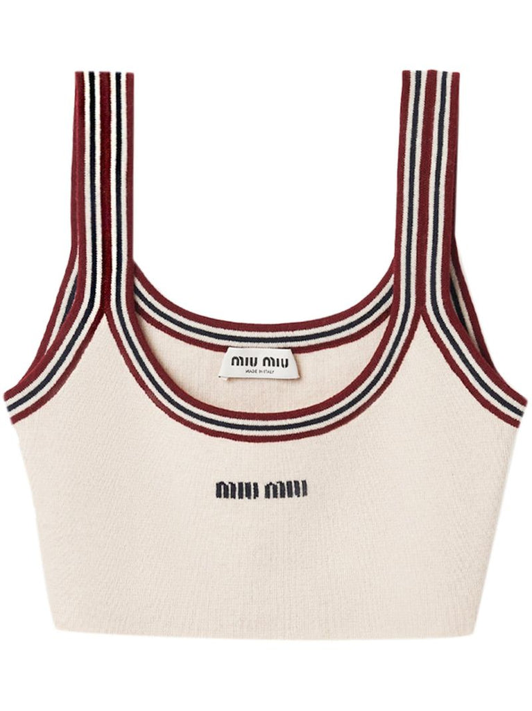 Neutral Logo Intarsia Cashmere Top
