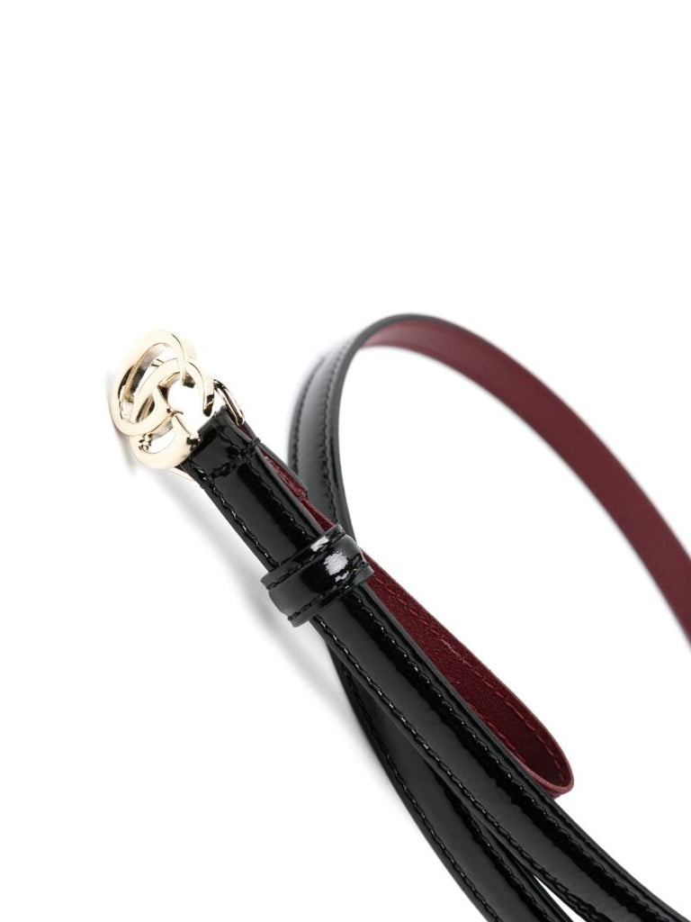 Black Gg Marmont Thin Leather Belt