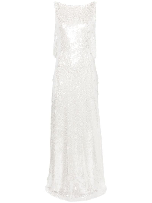 White Leoni Sequinned Gown