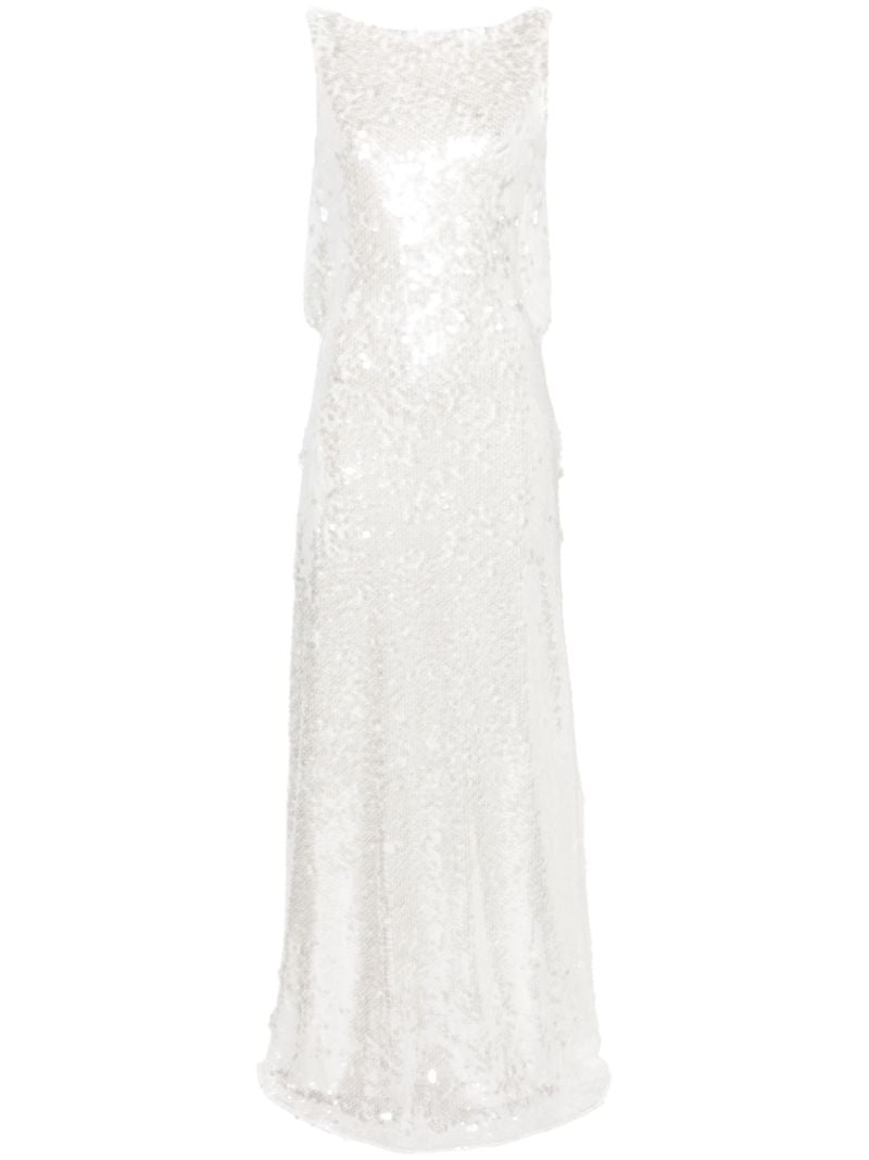 White Leoni Sequinned Gown