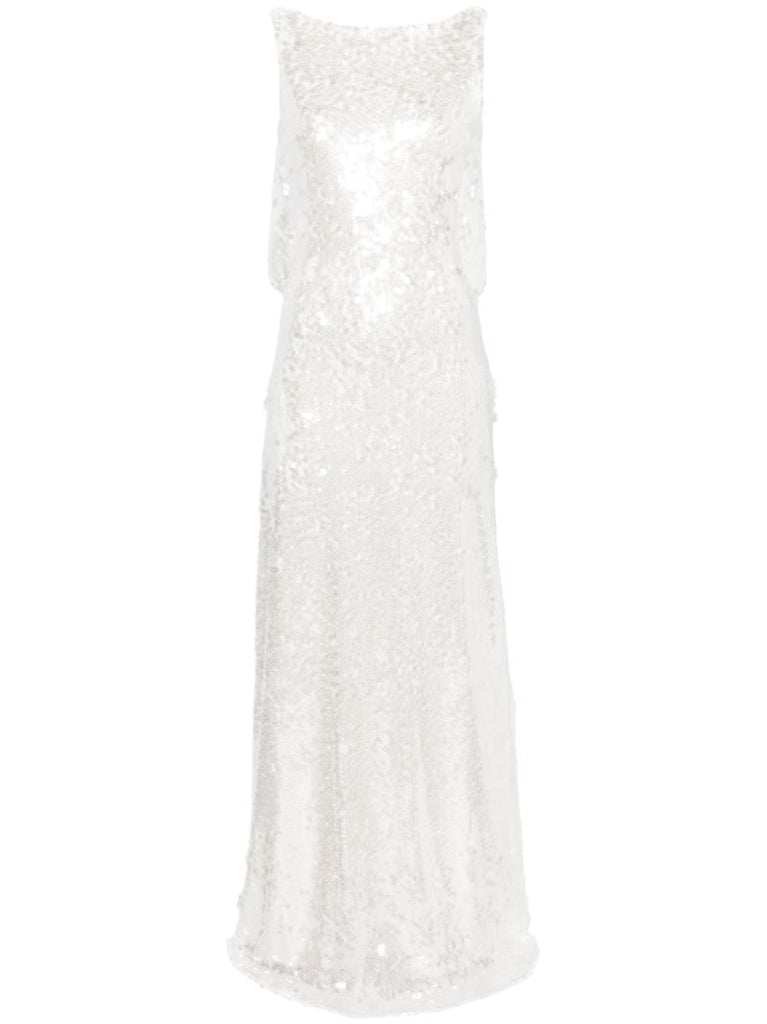 White Leoni Sequinned Gown