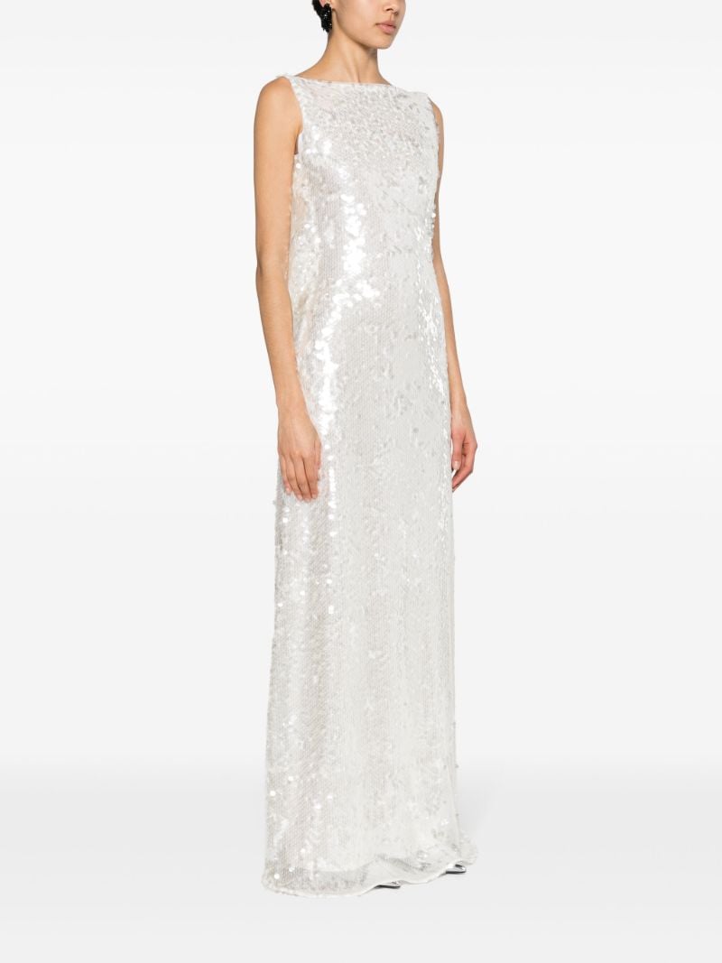 White Leoni Sequinned Gown