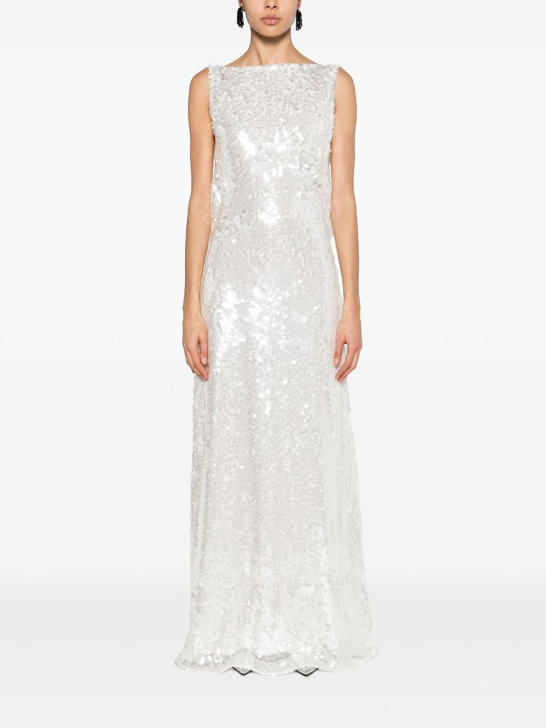 White Leoni Sequinned Gown