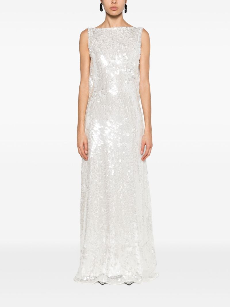 White Leoni Sequinned Gown