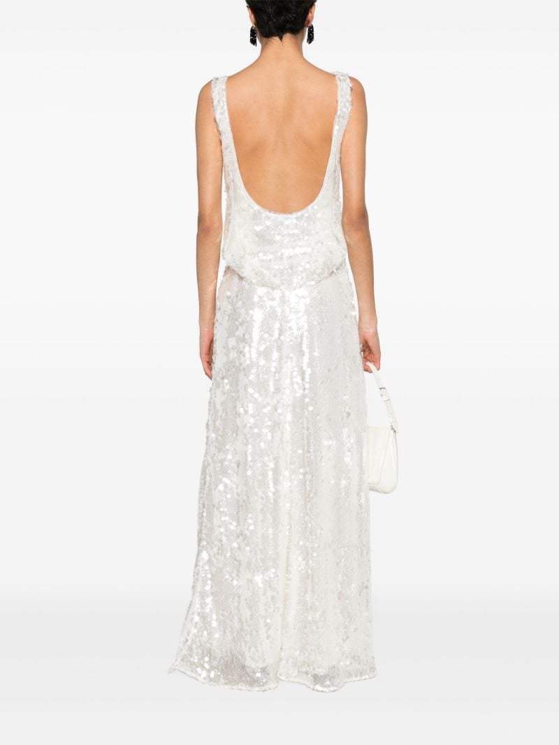 White Leoni Sequinned Gown