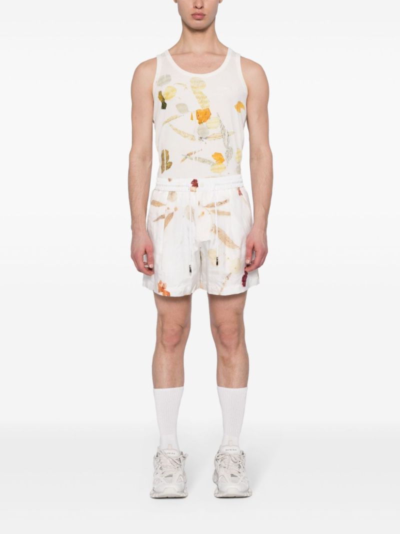 White Printed Silk Shorts